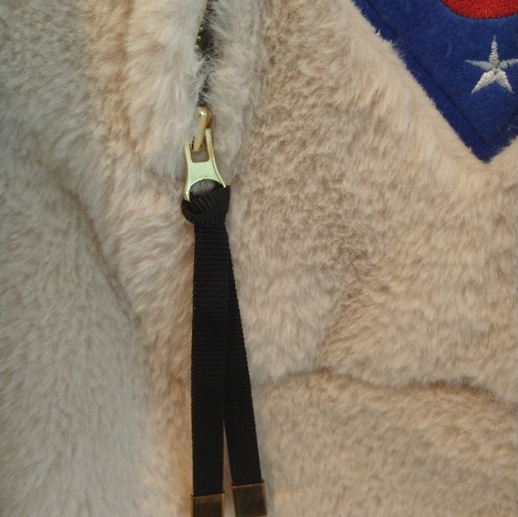 THESTYLE Designer Jacket. Embroider Patches Fur Outside Suede Inside Thick Heavy - Picture 11 of 11